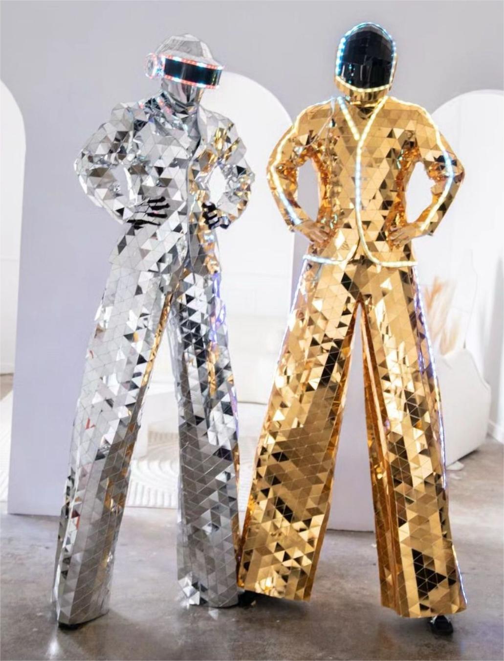 LED mirror stilt walker costumes
